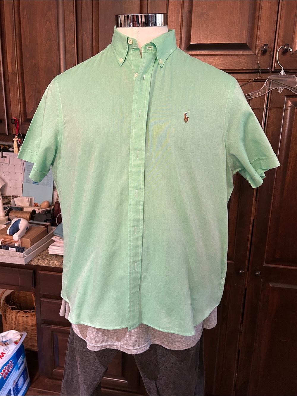Polo by Ralph Lauren Sz XL Mint Green Chambray Short Sleeve Button-Down Shirt